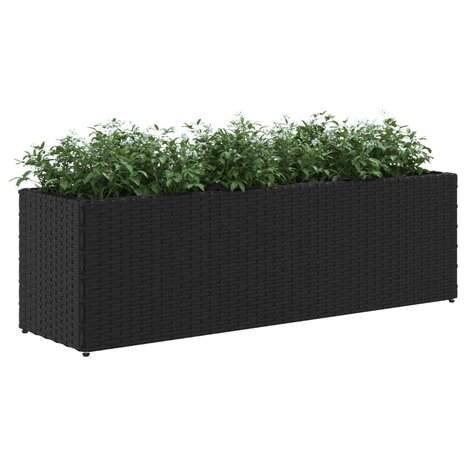 Plantenbak met 3 potten 105x30x32 cm poly rattan zwart 4