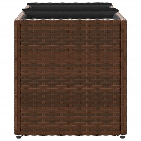 Plantenbak met 3 potten 105x30x32 cm poly rattan bruin 6