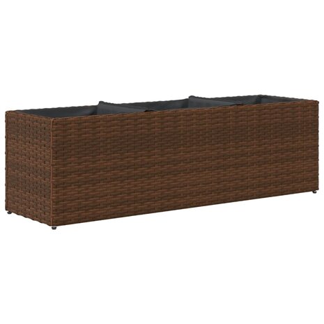 Plantenbak met 3 potten 105x30x32 cm poly rattan bruin 7