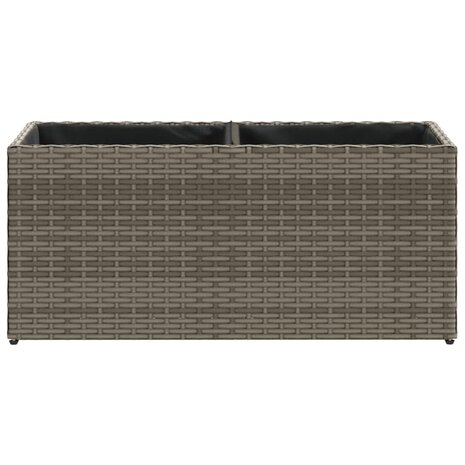 Plantenbak met 2 potten 72x30x32 cm poly rattan grijs 5