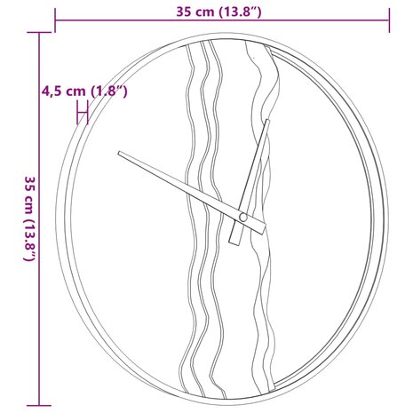 Wandklok Ø35 cm ijzer en eikenhout bruin 7