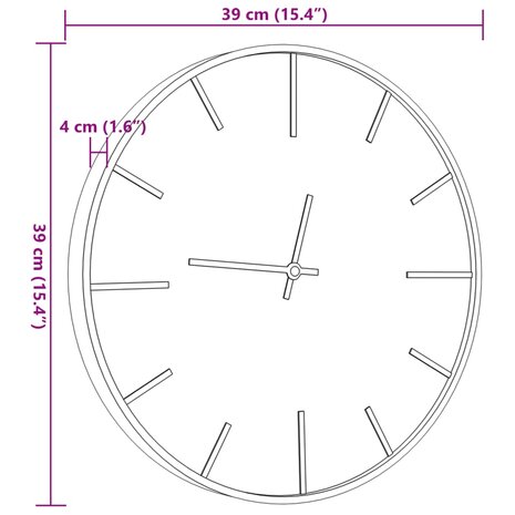 Wandklok Ø39 cm ijzer en bewerkt hout bruin 7