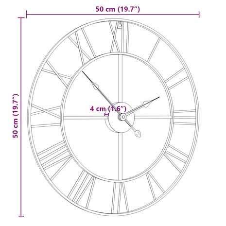 Wandklok Ø50 cm ijzer zwart 7