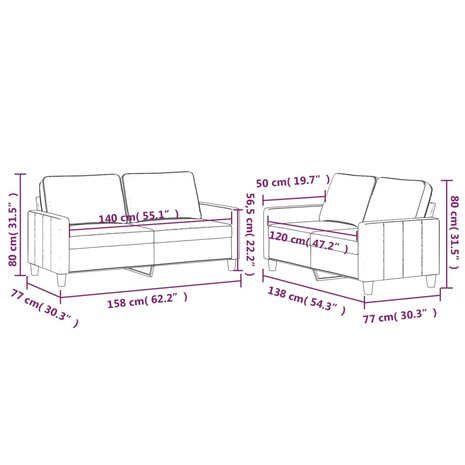 2-delige Loungeset met kussens fluweel wijnrood 6