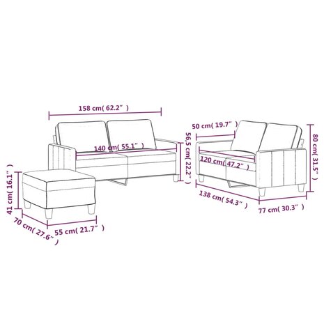 3-delige Loungeset met kussens fluweel roze 9