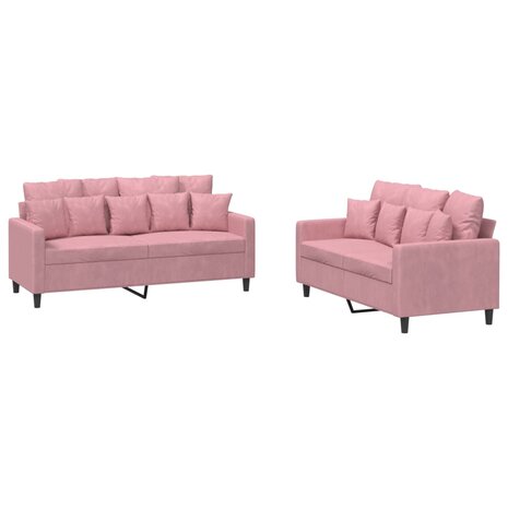 2-delige Loungeset met kussens fluweel roze 2