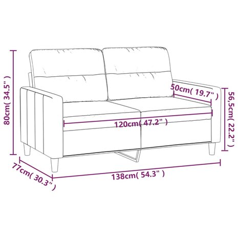 Tweezitsbank 120 cm stof crèmekleurig 8