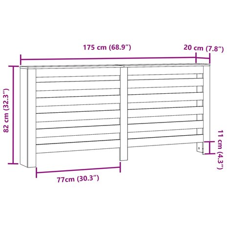 Radiatorombouw 175x20x82 cm bewerkt hout wit 8