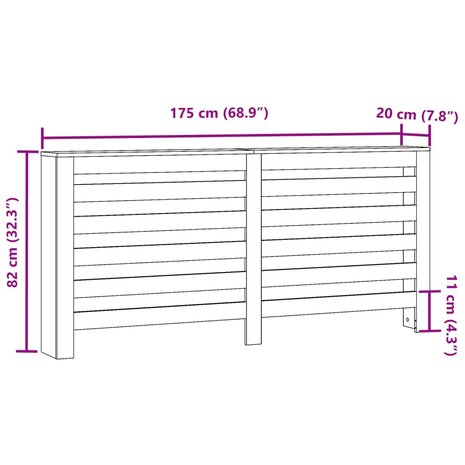 Radiatorombouw 175x20x82 cm bewerkt hout zwart 8