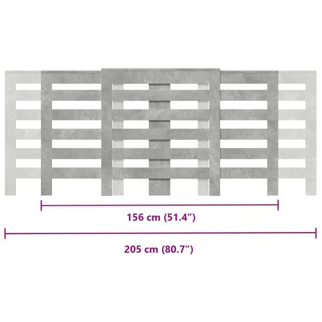 Radiatorombouw 205x21,5x83,5 cm bewerkt hout betongrijs 10