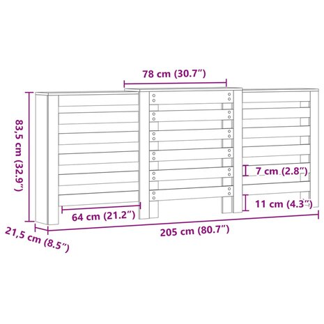 Radiatorombouw 205x21,5x83,5 cm bewerkt hout oud hout 9