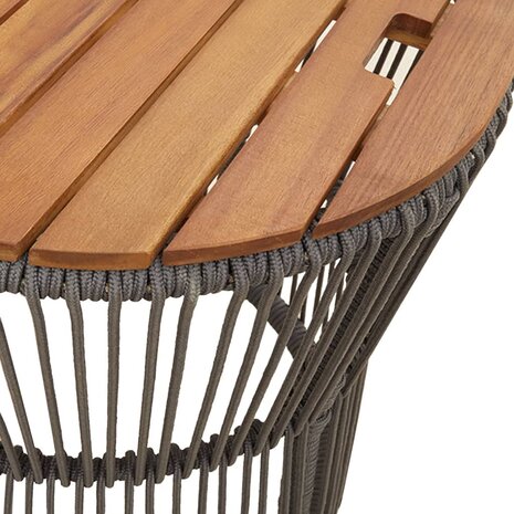 Tuinbijzettafels 2 st met houten blad poly rattan grijs 8