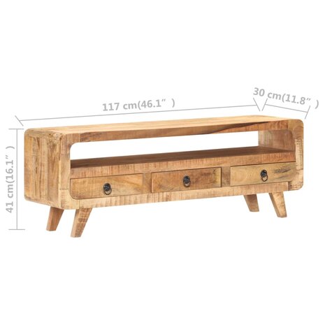 Tv-meubel 117x30x41 cm massief ruw mangohout 7