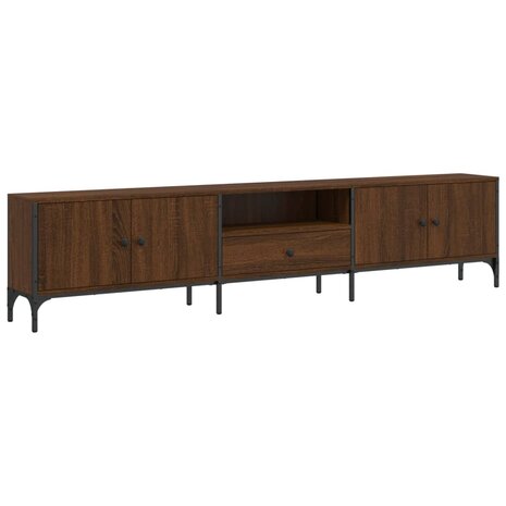 Tv-meubel met lade 200x25x44 cm bewerkt hout bruin eikenkleur 2