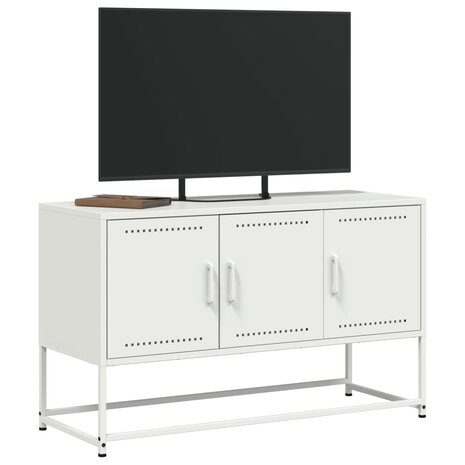 Tv-meubel 100,5x39x60,5 cm staal wit 4