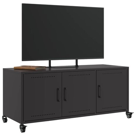 Tv-meubel 100,5x39x43,5 cm koudgewalst staal zwart 5