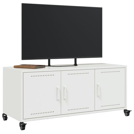 Tv-meubel 100,5x39x43,5 cm koudgewalst staal wit 5