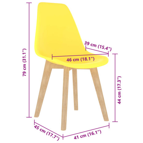 Eetkamerstoelen 2 st kunststof geel 7