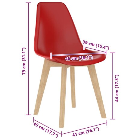 Eetkamerstoelen 2 st kunststof rood 7