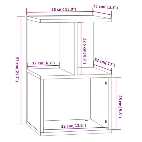 Nachtkastjes 2 st 35x35x55 cm bewerkt hout gerookt eikenkleurig 8