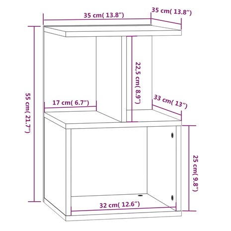 Nachtkastjes 2 st 35x35x55 cm bewerkt hout grijs sonoma eiken 8