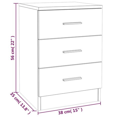 Nachtkastje 38x35x56 cm bewerkt hout grijs sonoma eikenkleurig 6