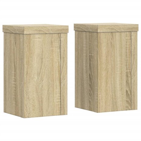 Plantenstandaards 2 st 10x10x18 cm bewerkt hout sonoma eiken 2