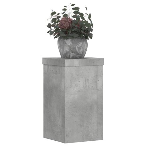 Plantenstandaards 2 st 10x10x18 cm bewerkt hout betongrijs 3