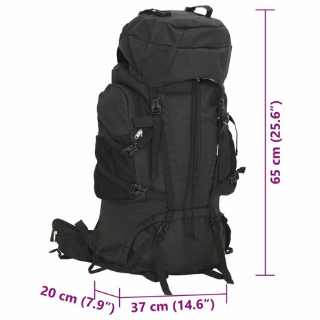 Wandelrugzak 60 L oxford stof zwart 8