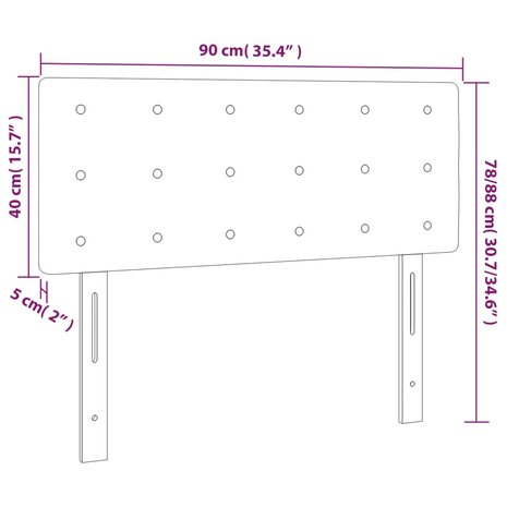 Hoofdbord 90x5x78/88 cm fluweel lichtgrijs 8