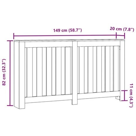 Radiatorombouw 149x20x82 cm bewerkt hout wit 8