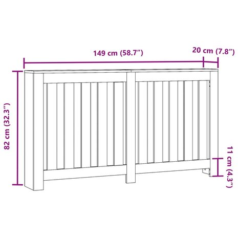 Radiatorombouw 149x20x82 cm bewerkt hout oud hout 8