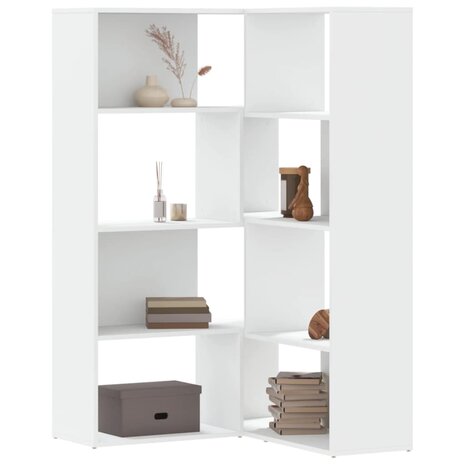 Boekenkast 4-laags hoek 85x85x140 cm bewerkt hout wit 1