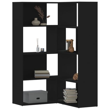 Boekenkast 4-laags hoek 85x85x140 cm bewerkt hout zwart 1