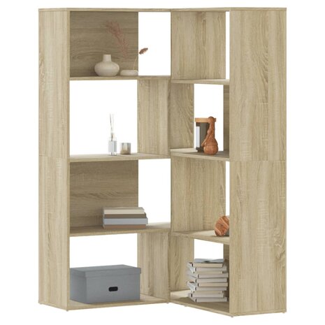 Boekenkast 4-laags hoek 85x85x140 cm bewerkt hout sonoma eiken 1