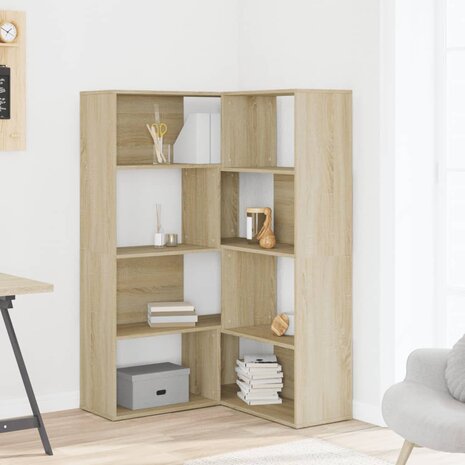 Boekenkast 4-laags hoek 85x85x140 cm bewerkt hout sonoma eiken 3