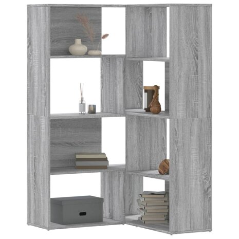 Boekenkast 4-laags hoek 85x85x140 cm bewerkt hout grijs sonoma 1