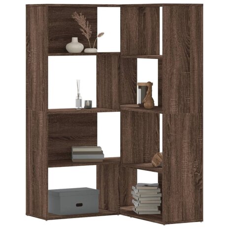 Boekenkast 4-laags hoek 85x85x140 cm bewerkt hout bruin eiken 1