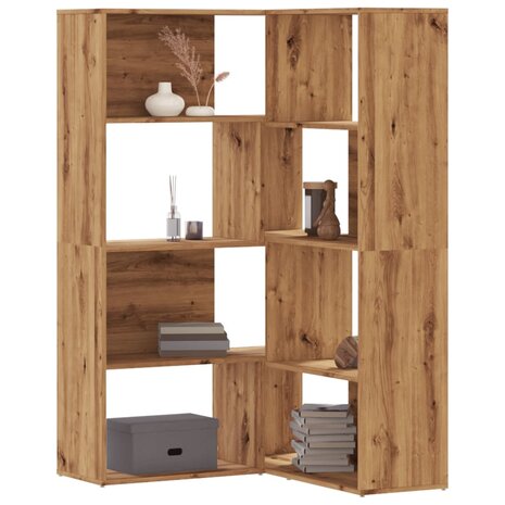 Boekenkast 4-laags hoek 85x85x140 cm hout artisanaal eikenkleur 1