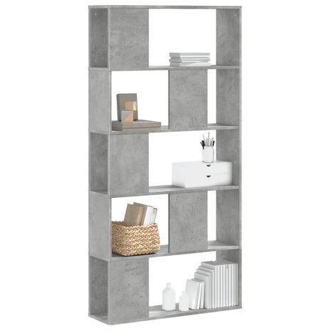 Boekenkast 5-laags 80,5x23,5x162,5 cm bewerkt hout betongrijs 1