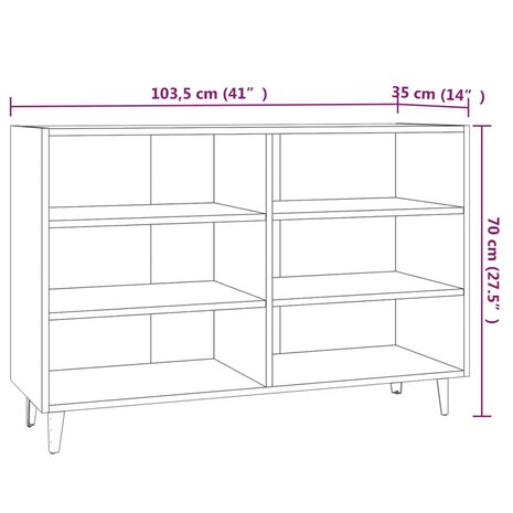 Dressoir 103,5x35x70 cm bewerkt hout gerookt eikenkleurig 6