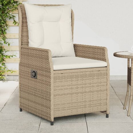 Tuinstoelen 2 st verstelbaar poly rattan beige 1