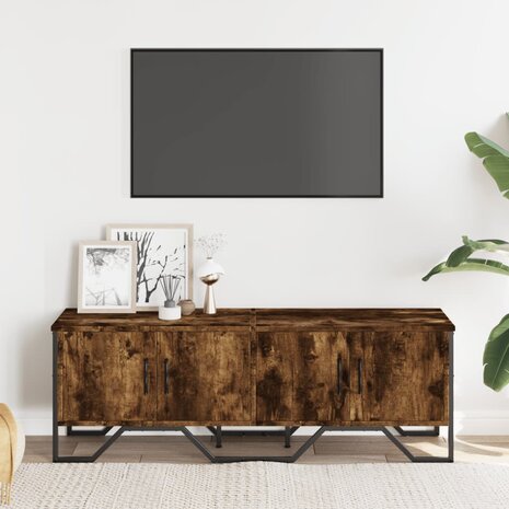 Tv-meubel 122x34x41 cm bewerkt hout gerookt eikenkleurig 3