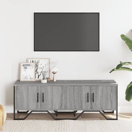 Tv-meubel 122x34x41 cm bewerkt hout grijs sonoma eikenkleurig 3