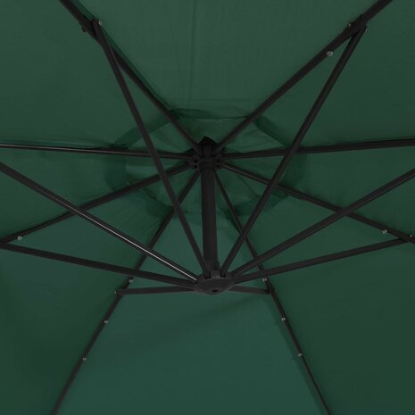 Zweefparasol met LED-verlichting en metalen paal 350 cm groen 9