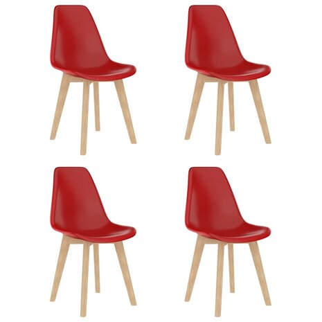 Eetkamerstoelen 4 st kunststof rood 1