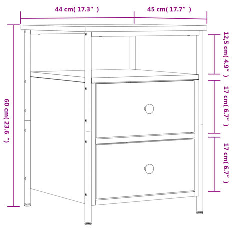 Nachtkastjes 2 st 44x45x60 cm bewerkt hout zwart 11