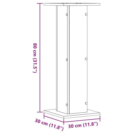 Plantenstandaards 2 st 30x30x80 cm bewerkt hout sonoma eiken 10