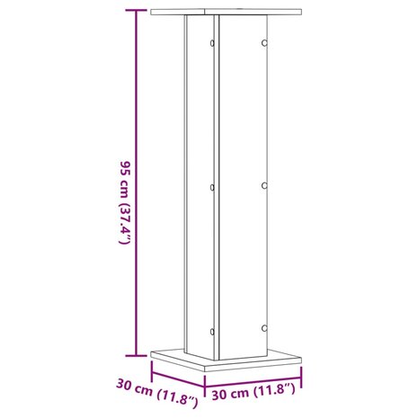 Plantenstandaards 2 st 30x30x95 cm bewerkt hout zwart 10