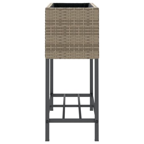 Plantenbakken met schap 2 st 70x28x70 poly rattan grijs 7